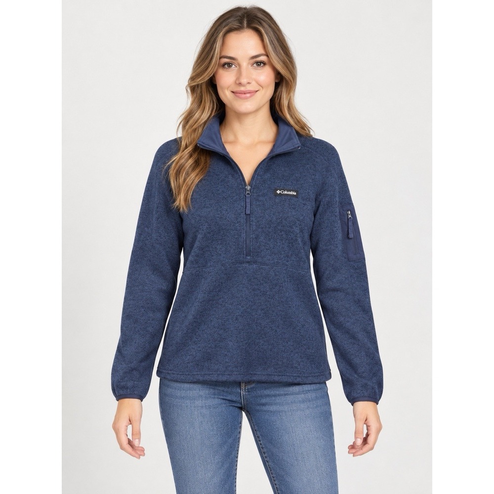 Columbia Sweater Weather Womens XS Blue Half Zip Pullover Fleece Jacket
